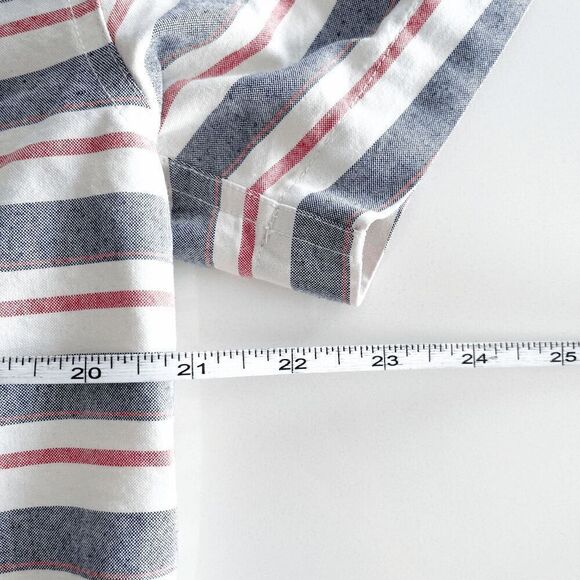 Quiksilver Mens Modern Striped Short Sleeve Button-Up Shirt Blue Red Size Large - Picture 7 of 7